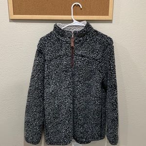 gray/black sweater, silky black interior SIZE: women’s medium